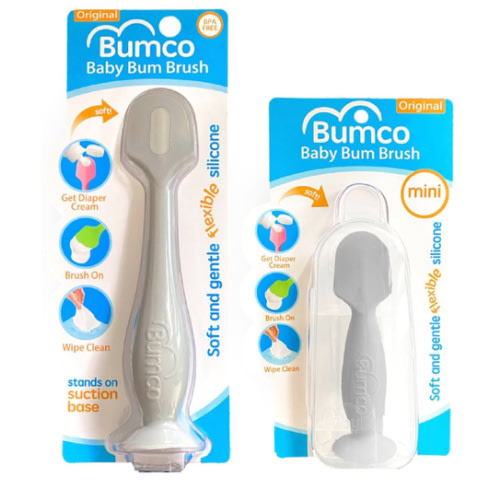 Bumco Baby Bum Brush + Mini Baby Diaper Cream Spatula with Case (Gray & Gray)