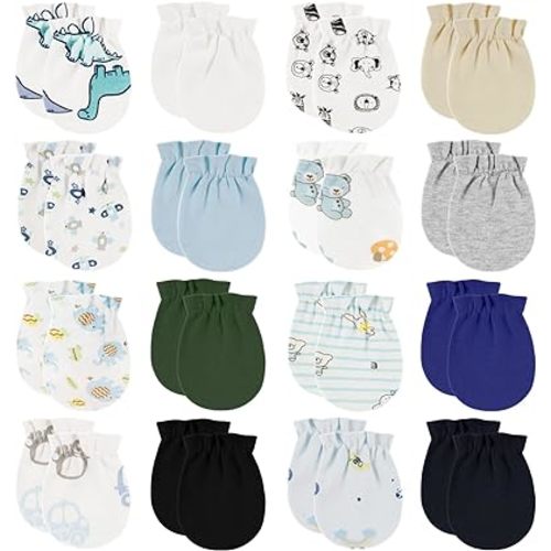 ONESING 16 Pairs Baby Mittens Newborn Mittens No Scratch 0-6 Months Warm Mittens for Newborn Baby Boys Girls