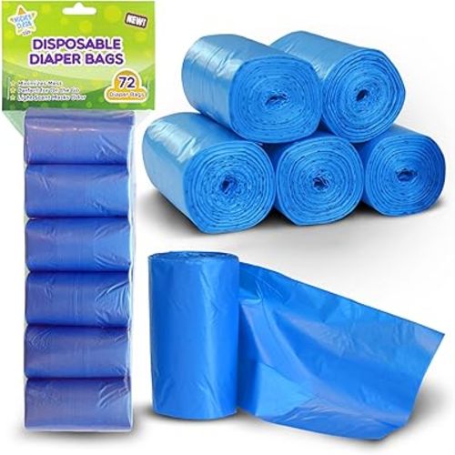 Mighty Clean Baby Disposable Diaper Bag Refill Rolls - Waste Sacks with Light Powder Scent - 72 Count