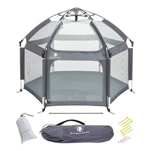 Amazon.com : POP 'N GO Premium Indoor and Outdoor Baby Playpen - Portable, Lightweight, Pop Up Pack and Play Toddler Play Yard w/Canopy and Travel Bag - Anchor Grey : Baby