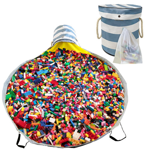 Toy Storage Organizer with Playmat for Kids Kids Toy Box for Boys & Girls Playroom Organizer Storage Bin for Toys Children's Playroom Organizer Toddler Toys Storage Container with mat and Mesh Bags