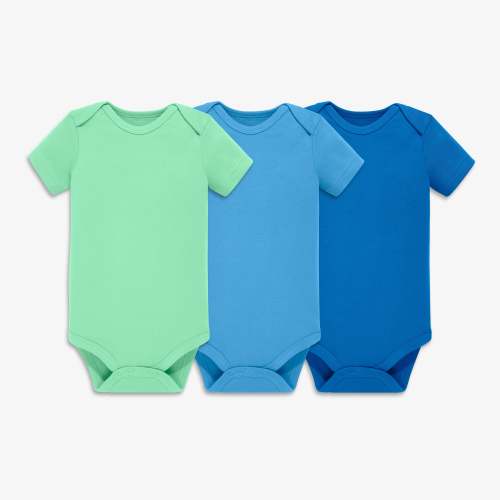 Organic short sleeve babysuit 3-pack - Clover mix / 3-6