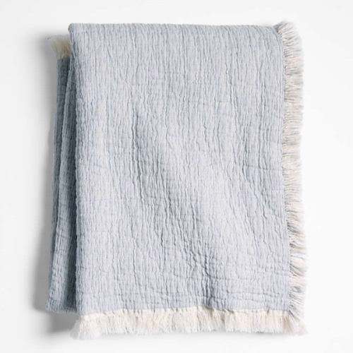 Supersoft Organic Cotton Gauze Smoke Blue Baby Stroller Blanket