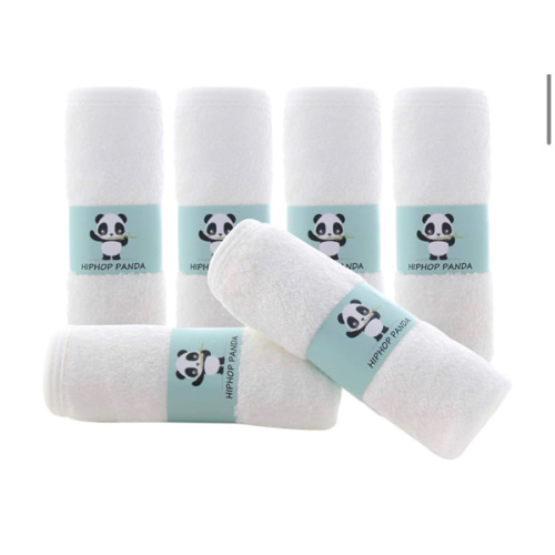 HIPHOP PANDA Baby Washcloths, Rayon Made from Bamboo - 2 Layer Ultra Soft Absorbent Newborn Bath Face Towel - Reusable Baby Wipes for Delicate Skin - White, 6 Pack