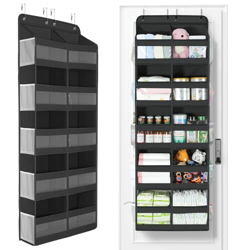 Yecaye 5-Tier Over The Door Organizer Dual-Column, 80lbs Load Over the Door Storage of 10 Compartments, Heavy Duty Extra Large Door Organizer Hanging for Bedroom Closet Nursery Bathroom Pantry, Black