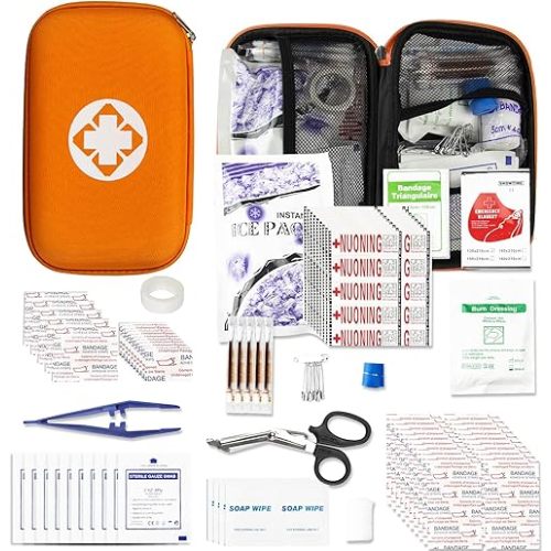 275Pcs Travel First Aid Kits for Car Emergency Preparedness Items Urgent Accident Essentials Kit Survival Gear Equipment Sports First Aid Kit for College Dorm Student, Home, Boat, Orange YIDERBO