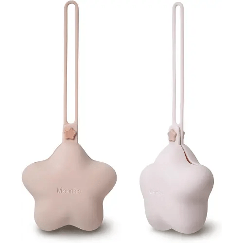 Moonkie Silicone Pacifier Holder Case, Cute Portable Pacifier Storage Case, 2 Pack