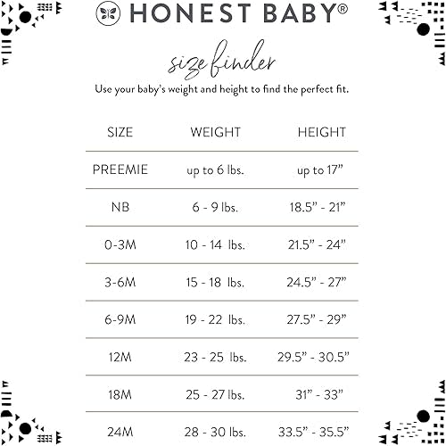 HonestBaby baby-girls 5-pack Short Sleeve Bodysuits One-piece 100% Organic Cotton for Infant Baby Girls