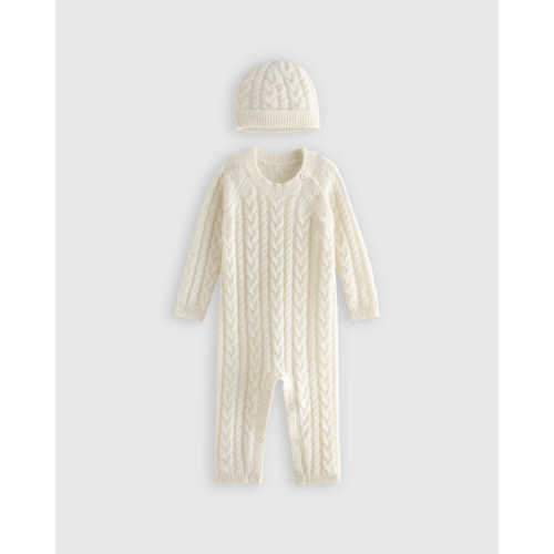 Washable Cashmere Cable One Piece & Hat Set