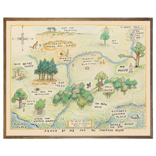 Winnie The Pooh Nursery Decor 11x14 - Toddler Room Decor - Baby Shower Decor - Vintage Retro Hundred Acre Wood Poster - Little Boys Girl Bedroom Decor - Baby Room Decor - Gifts for Winnie Fans Lover