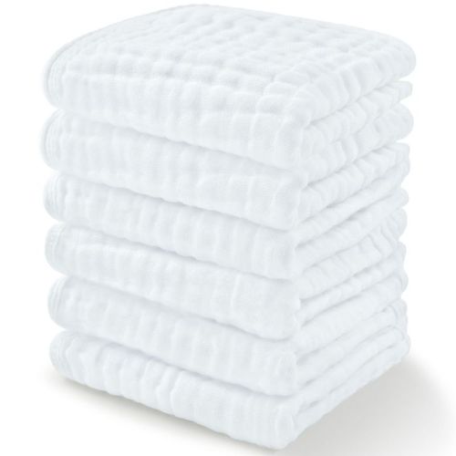 Baby Washcloths Muslin Cotton, Large 10”x10” By Comfy Cubs (pacific Blue, Pack Of 10)