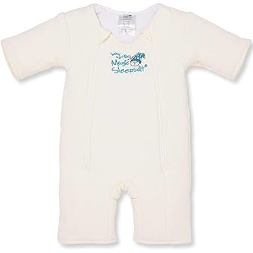 Baby Merlin's Magic Sleepsuit - Cotton Baby Swaddle Transition Product - Soft and Breathable Design, Double Zipper for Easy Diaper Changes, Promotes Safe Sleep - Cream - Large 18-21lbs