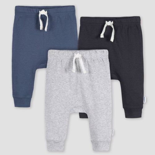 Gerber Baby 3pk Jogger Pants - Heathered Gray Newborn: Cotton & Spandex, Elastic Ankle, Pull-On Waist