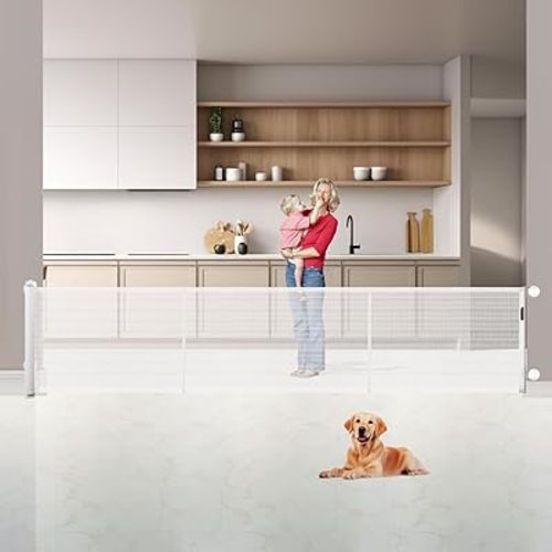 203 Inch Retractable Baby Gates Extra Wide, Retractable Baby Gates Indoor Outdoor, Extra Long Baby Gate for Doorway Stair Gates for Kids or Pets Extra Large Dog Gate for Stairs (35" Tallx203 Wide)