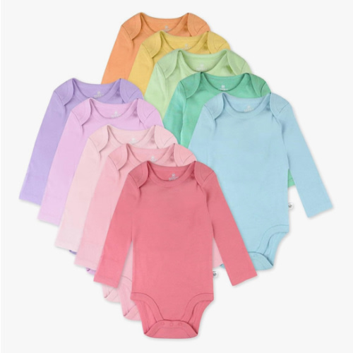 HonestBaby 10-Pack Long Sleeve Bodysuits One-piece 100% Organic Cotton for Infant Baby Boys, Girls, Unisex