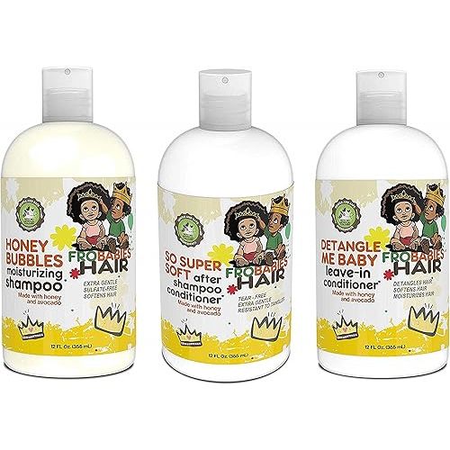 Frobabies Hair Honey Bubbles Moisturizing Shampoo, Soft Conditioner and Detangle Leave In Conditioner