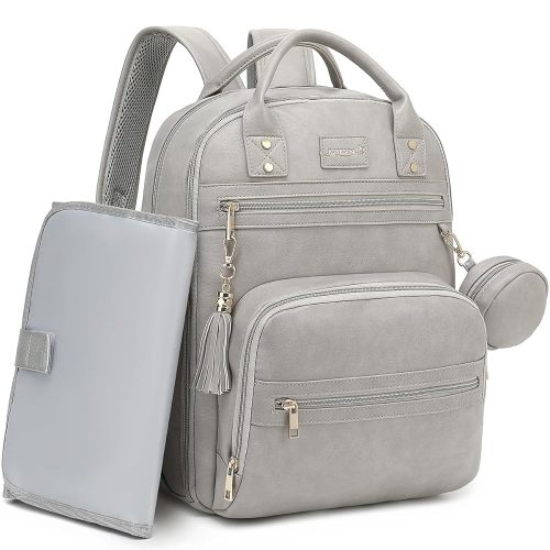 Amazon.com: ROSEGIN Premium Vegan Leather Diaper Bag Backpack with Waterproof Changing Pad, Reinforced Zippers & Odor-Free, 20 Pockets Pro Organizer, Fits 15.6" Laptop, Stroller Straps, Baby Bag for Mom, Brown : Baby