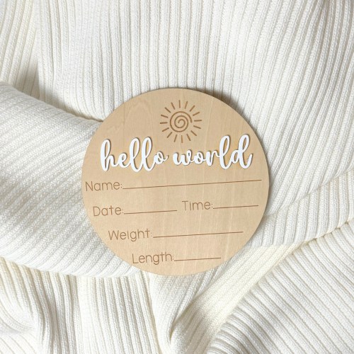 Hello World Newborn Wood Sign (6 Inches) – Atara & Co