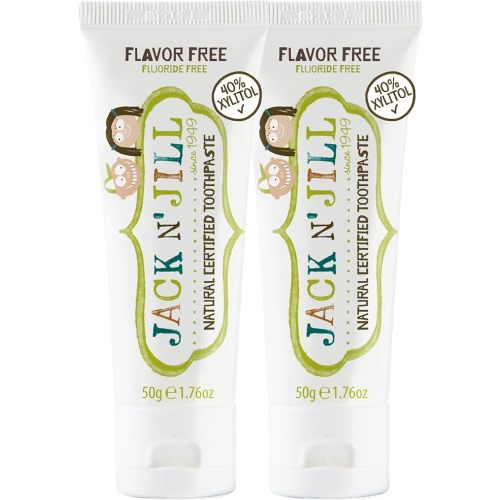 Jack N' Jill Natural Toothpaste, Flavor Free, 1.76 oz (Pack of 2) | Fluoride Free Kids & Toddlers Toothpaste, Gently Cleans Teeth, 40% Xylitol, No Artificial Dyes