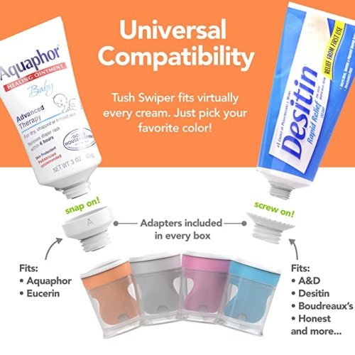 Eli & Ali Tush Swiper - Diaper Rash Cream & Butt Paste Applicator - Universal Fit for Most Diaper Creams | Mess-Free & Hygienic Alternative to Cream Spatula - Carry Less Baby Gear - Grey, 1 Pack - Pack of 1