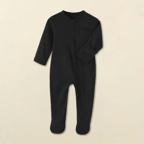 Trupants Infant Cotton Footie Onesie with Full-Length Zipper, 3 Months, Black - Hypoallergenic, Easy Diaper Change for Newborn