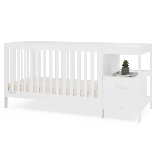 Delta Children Alice 5-in-1 Convertible Crib and Changer - Greenguard Gold Certified, Bianca White