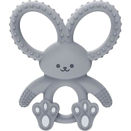 Dr. Brown's Flexees Blue Bunny, Soft 100% Silicone Baby Teether, BPA Free, 3m+