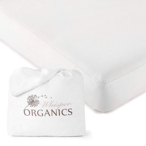 Whisper Organics Organic Cotton Waterproof Jersey Knit Crib Mattress Cover – GOTS & Fairtrade Certified – 52"x28"x9"