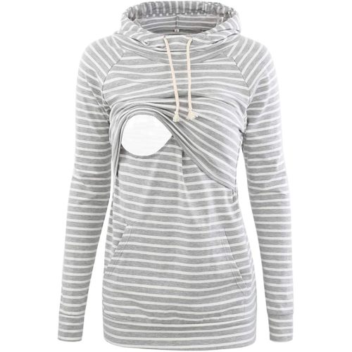 Liu & Qu Womens Nursing Hoodie Long Sleeves Sweatshirt Breastfeeding Layered Top Pocket Casual Clothes