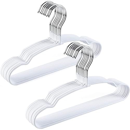 Amber Home 20 Pack 11.8" Lovely Baby Clothes Hangers, Sturdy Metal Wire & Cute White Coating Children Toddler Kids Clothes Hangers for Shirt Coat Pants Trousers (White)
