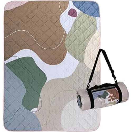 Exclusivo Mezcla Waterproof Picnic Blanket 60x80 Inches Large Multicolor Floral Polyester Sandproof Modern Camping Blanket