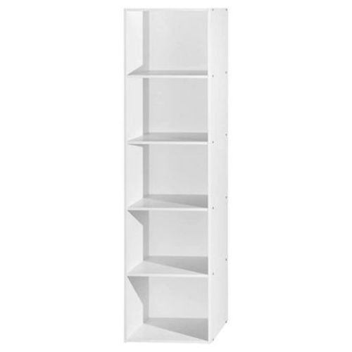 Hodedah 12 x 16 x 60 Inch 5 Shelf Bookcase and Office Organizer Solution for Living Room, Bedroom, Office, or Nursery, Cherry Wood Finish