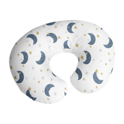 Sweet Jojo Designs Gender Neutral Support Nursing Pillow Cover Bear and Moon Blue Gold and White