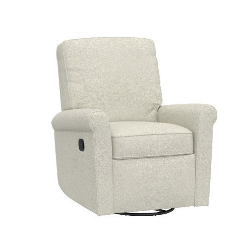 Comfort Small Spaces Swivel Manual Recliner, Performance Heathered Basketweave, Alabaster White