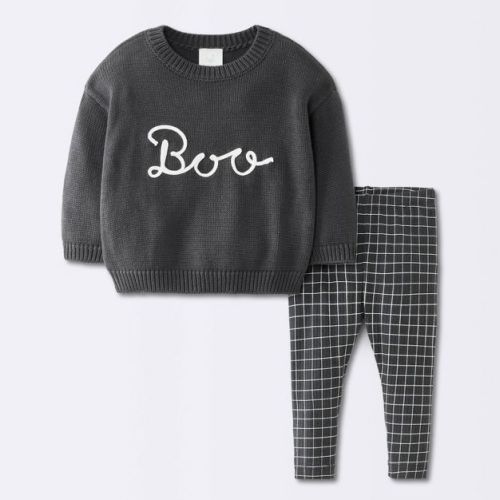 Baby 2pc Boo Sweater and Pants Set - Cloud Island™ Charcoal Gray 3-6M