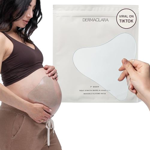 Dermaclara Large Body Patch - Pregnancy Stretch Mark Prevention & Removal, C Section Cover Up Belly Scar Sheet, Maternity Skincare, Mom to Be Silicone Gel Sheet, Reusable up to 30 Times - 1 Patch
