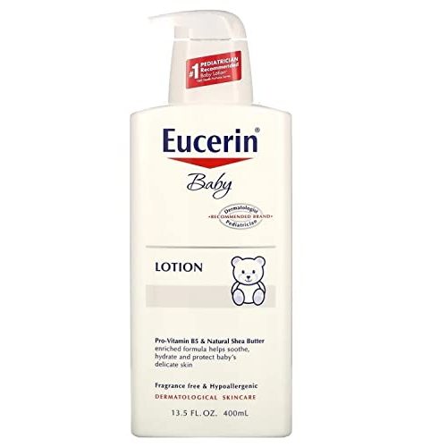 Eucerin Baby Body Lotion, Hypoallergenic and Fragrance Free Baby Lotion with Pro-Vitamin B5 and Shea Butter, 13.5 Fl Oz Bottle