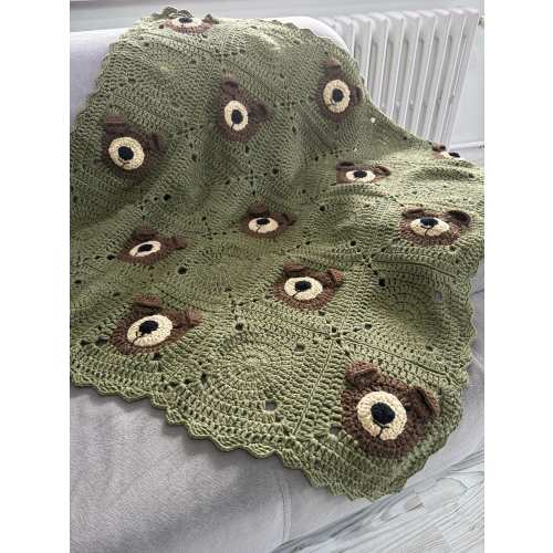 Teddy Bear Baby Shower Gift, Hairloom Baby Blanket, Baby Wrap Blanket, Crochet Animal Stroller, Unique Nursery Decor, Coton Toddler Throw