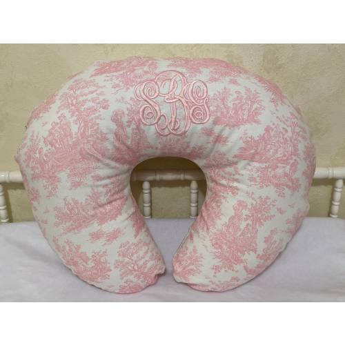 Nursing Pillow Cover, Baby Girl Pink Toile Nursing Pillow Cover, Breastfeeding Pillow Cover