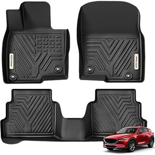YITAMOTOR Floor Mats Fit for 2017-2024 Mazda CX-5, All Weather Custom Fit Floor Liners for Mazda CX5, 1st & 2nd Row, Black