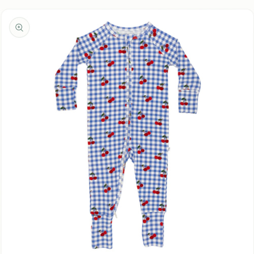 Vintage Cherries Small Ribbed Zip Romper