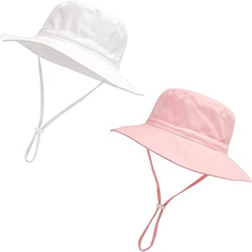 Baby Girl Sun Hat Summer Beach Hats with UPF 50+ Toddler Infant with Wide Brim Strap Outdoor Bucket Hat