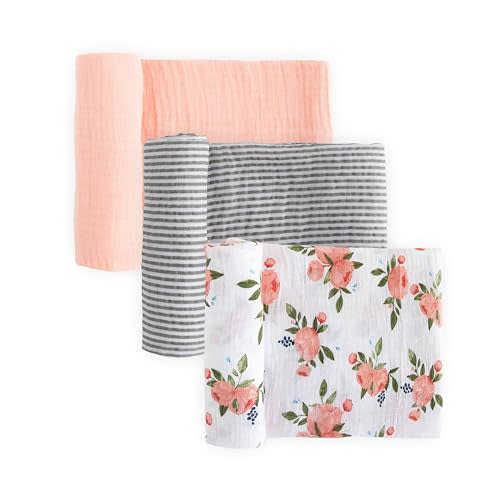 Little Unicorn Cotton Muslin Swaddle 3 Pack - Watercolor Roses