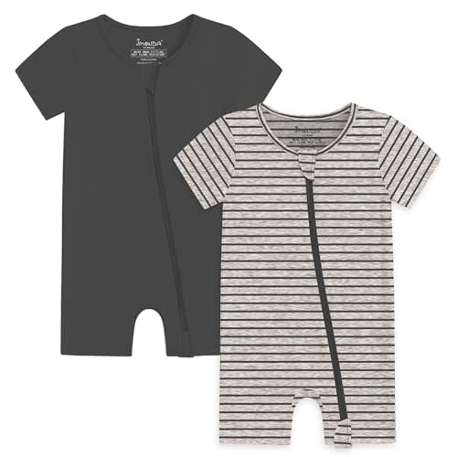 Jimonda Baby Boy Girl 2 Pack Pajamas Cotton Short Sleeve Footless Romper 2 Way Zipper One Piece Outfit Clothes