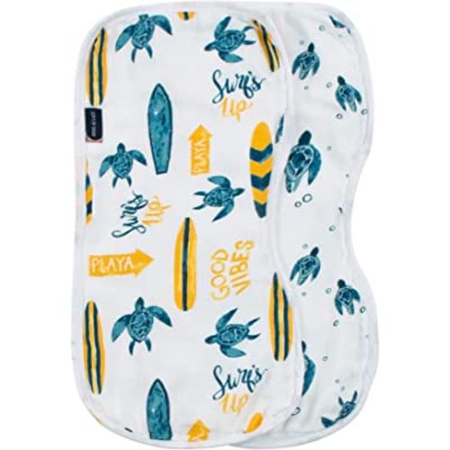 Bebe au Lait Oh So Soft Muslin Baby Burp Cloth Set - Surf and Sea Turtles