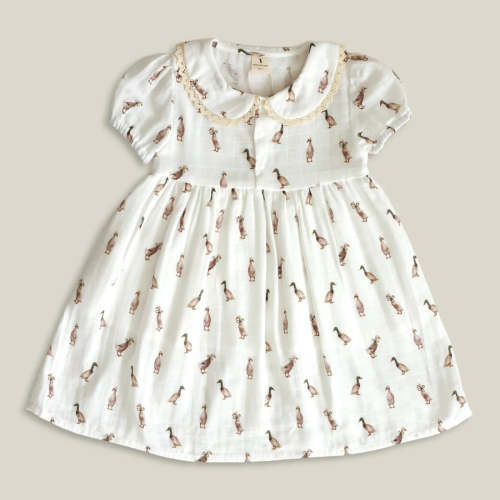 Girls Vintage Duck Collared Dress