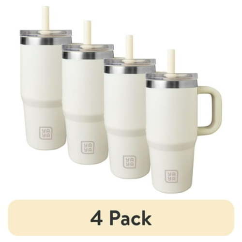 (4 pack) YAYA My First Travel Tumbler for Toddlers 3+ with Reusable Straw and Spill-Safe Lid, 12oz, Cream