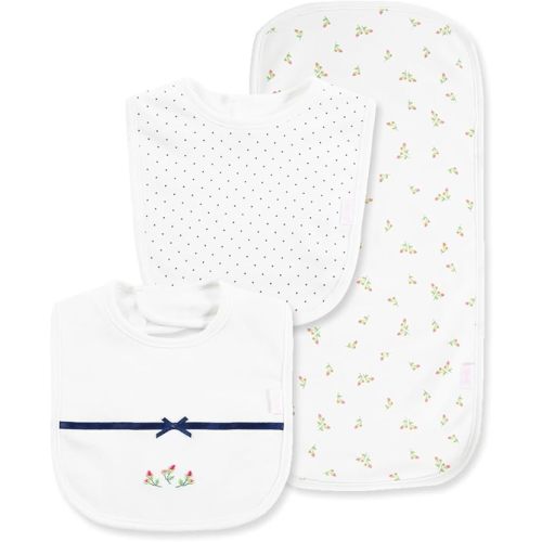 Little Me Baby Boys and Girls 100% Cotton 3-Piece Bib and Burp Sets, 2 Bibs and 1 Burp Cloth