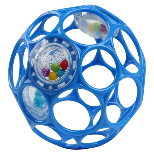 Bright Starts Oball Easy-Grasp Rattle BPA-Free Infant Toy in Blue, Age Newborn and up, 4 Inches