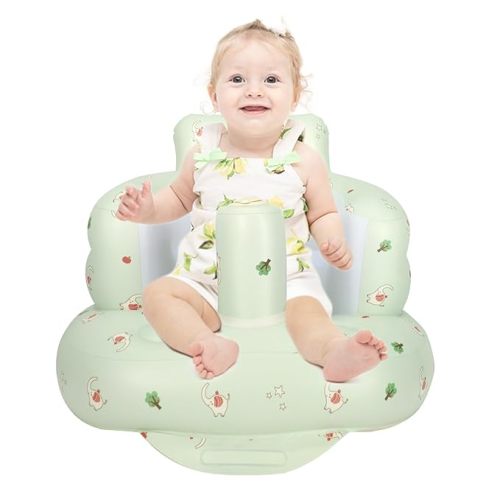 Inflatable Baby Chair, AirSwim Baby Inflatable Seat for Babies 3 Months and Up Summer Inflatable Baby Seat for Sitting Up, Blow Up Baby Floor Seat with Built in Air Pump, Elephant